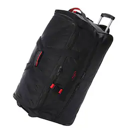 A.Saks - 25" Lightweight Rolling Trolley Duffel with Wheels - Black/Red