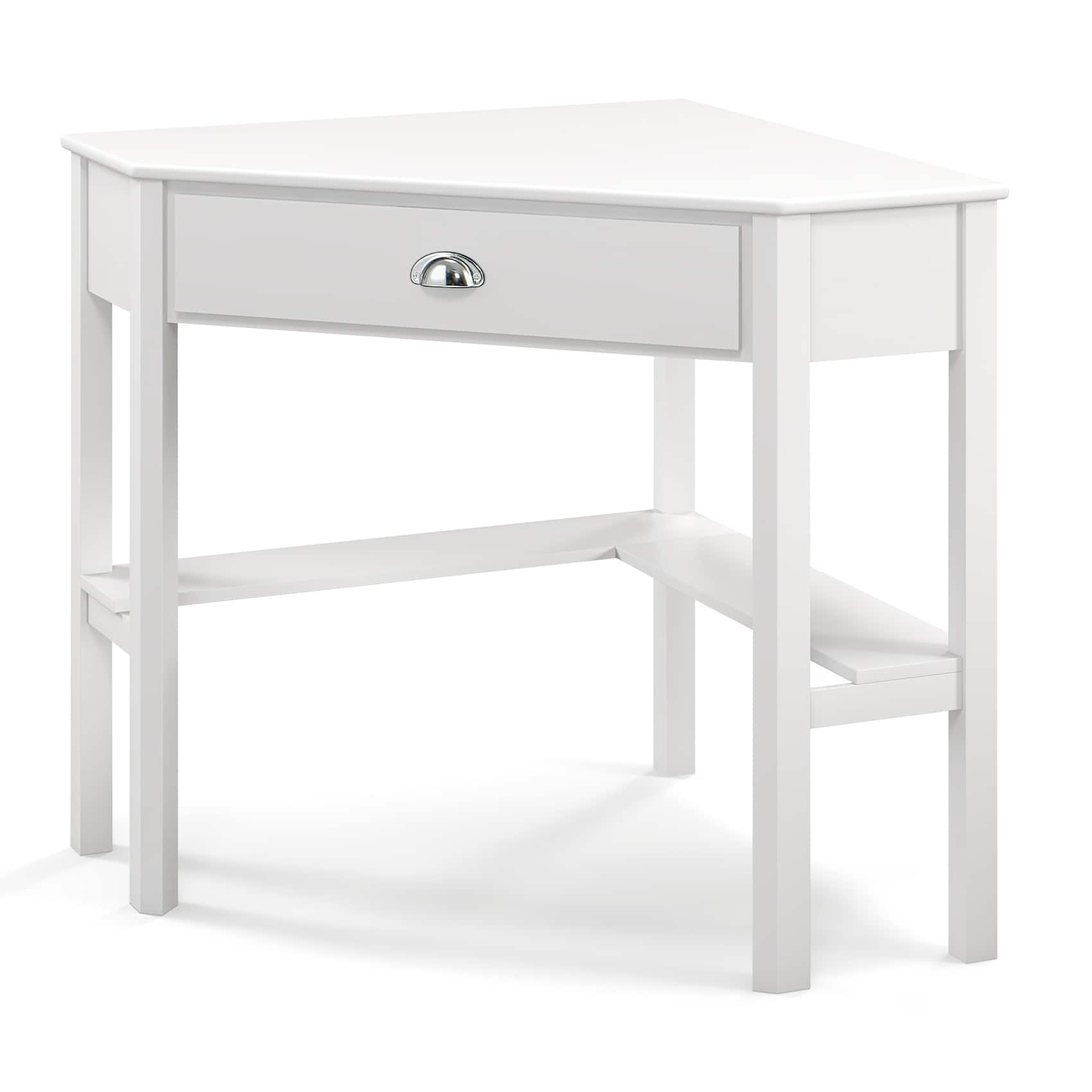 Ecooso - Corner Laptop Desk, Compact Wood Computer Workstation for Small Space Home Office - White