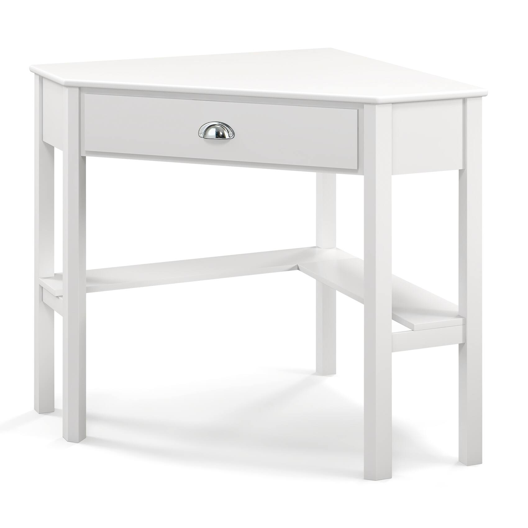 Front. Sugift - Corner Wooden Piece Laptop Computer Desk - White.