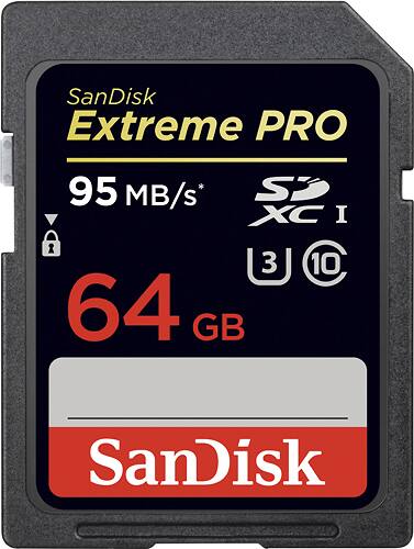 SanDisk - Extreme Pro 64GB SDXC UHS-I Memory Card - Larger Front