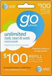 Front Large. AT&T GoPhone - (Immediate Delivery) $100 Prepaid Wireless Airtime.