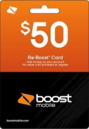 Front Large. Boost Mobile - Boost Mobile $50 Re-Boost Prepaid Wireless Airtime (Digital Delivery).