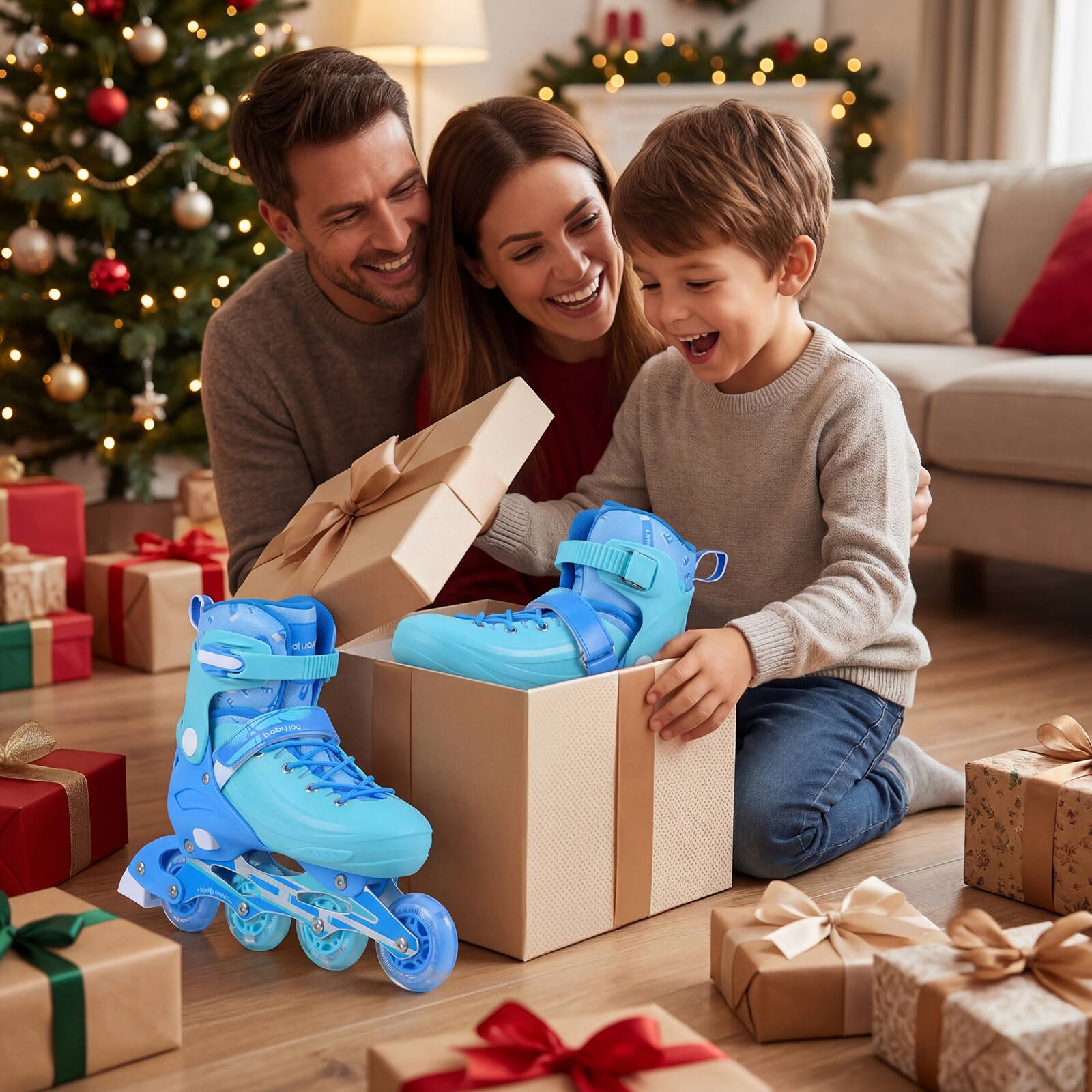 Alt View 2. Costway - Costway Kids Inline Skates, 4-Size Adjustable Light Roller Skates with Illuminating Wheels - Blue.