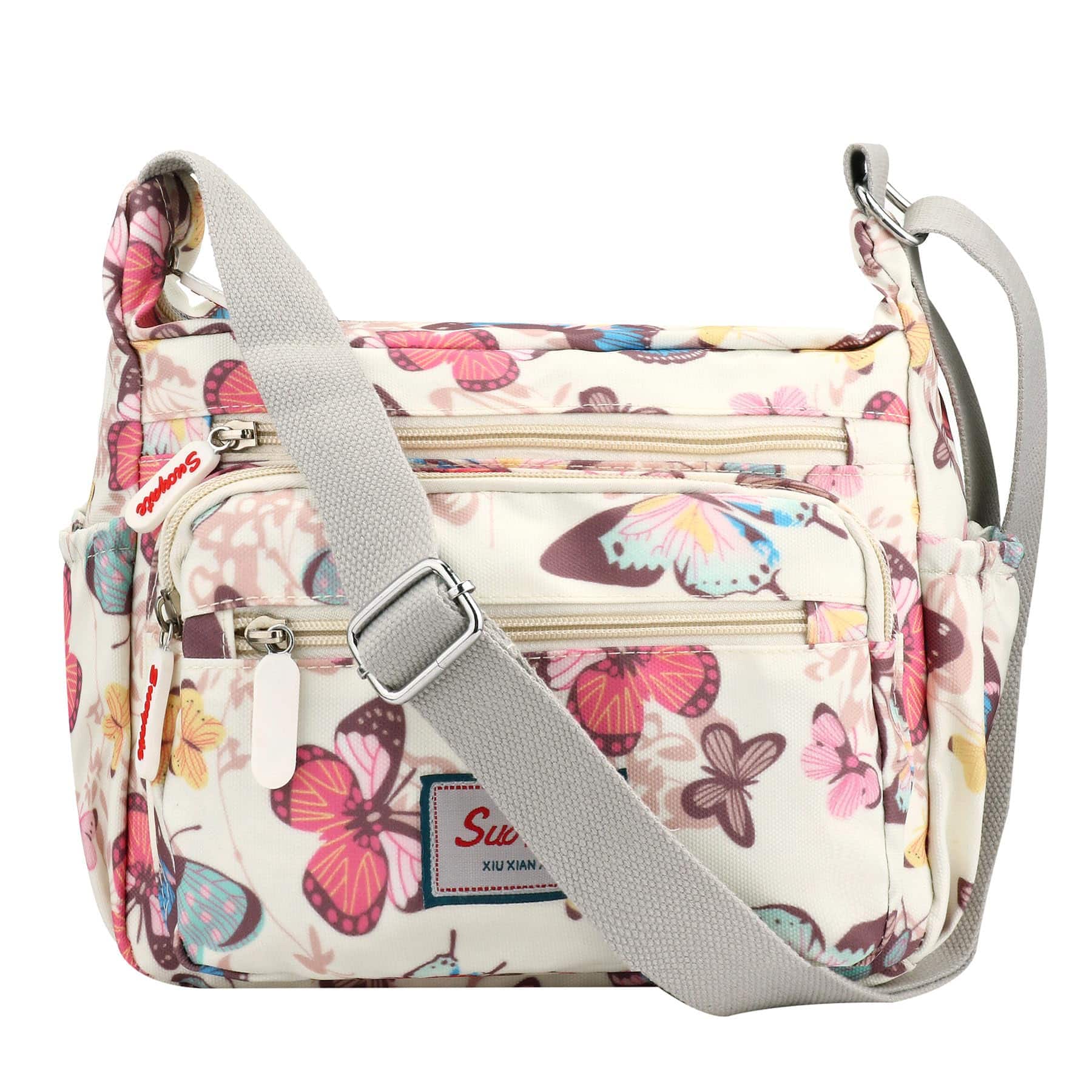 Live At Space - Crossbody Bag For Women Multifunctional Shoulder Handbags Daily Use Travel Work ❤Fashionable Design: Multiple usages - Floral Beige