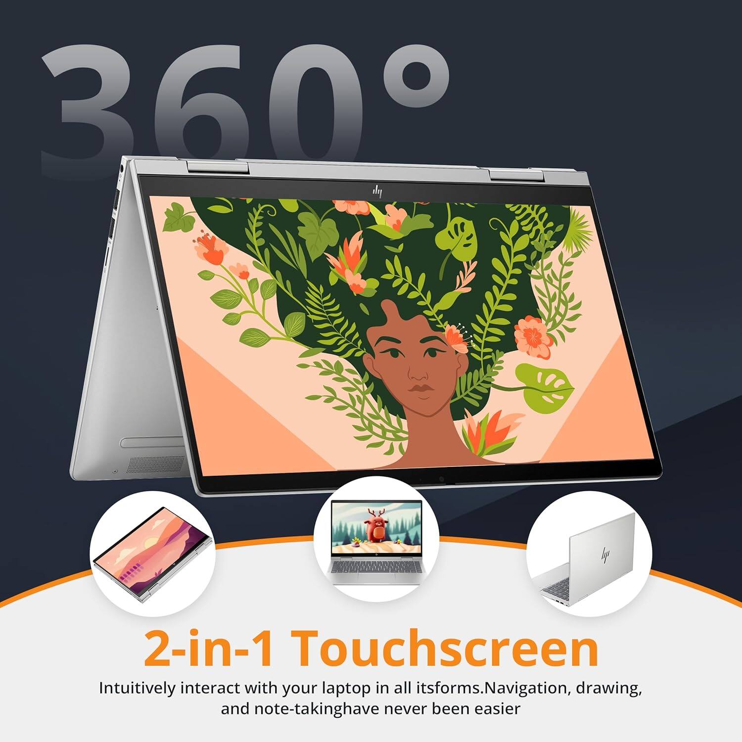 360°

2-in-1 Touchscreen

Intuitively interact with your laptop in all its forms. Navigation, drawing, and note-taking have never been easier.