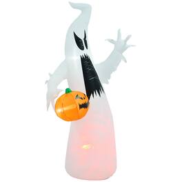 Boyel Living - 5.9ft Halloween Inflatable Ghost with Pumpkin Lighted Waterproof Yard Decoration with LED Lights - White
