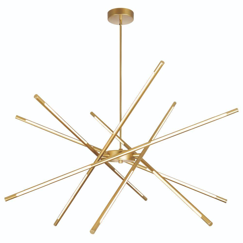 Angle. CWI Lighting - Oskil LED Integrated Chandelier With Satin Gold Finish - Satin Gold.