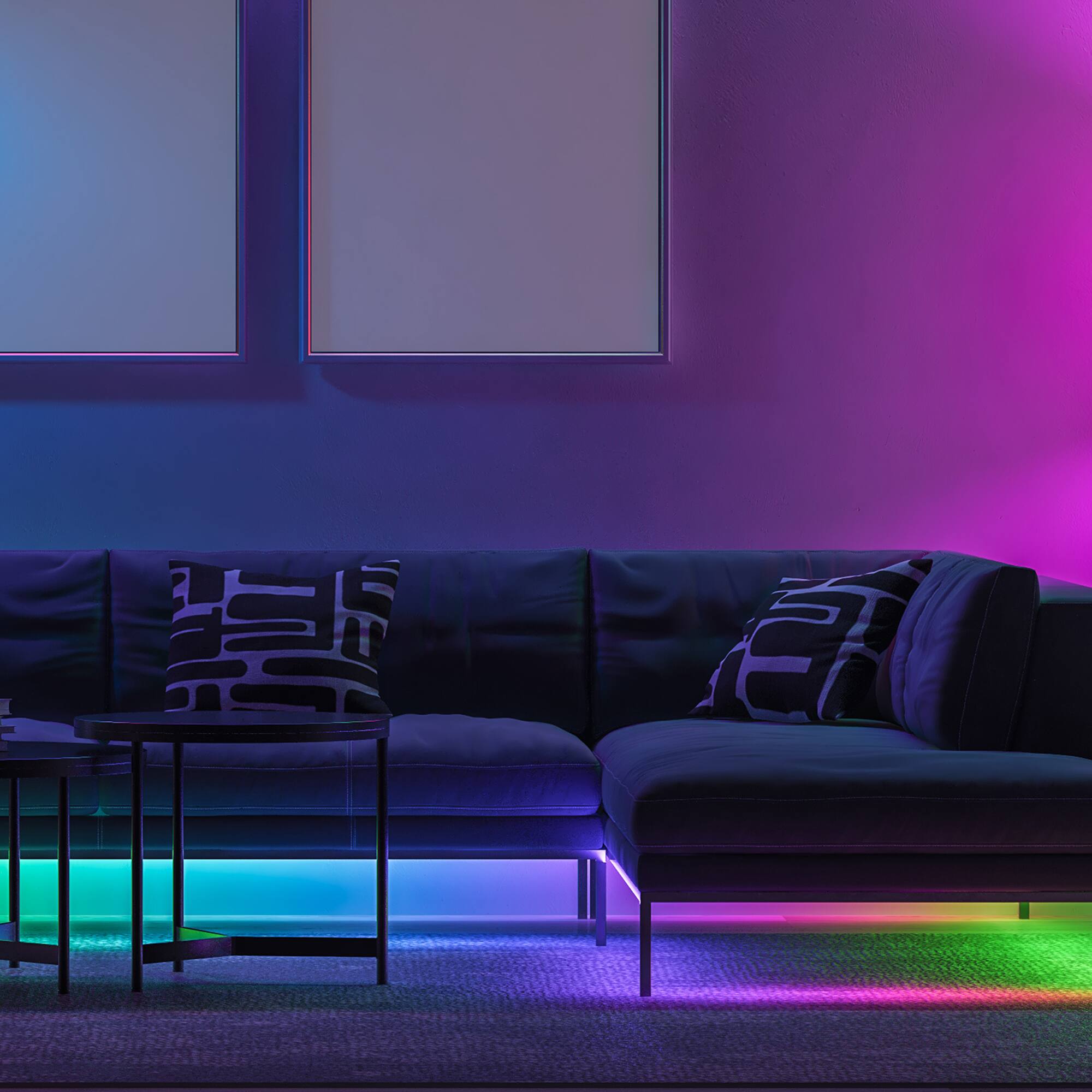 Angle. Monster - Indoor 50ft RGB Remote Control Peel-and-Stick Installation LED Light Strip - Multicolor.