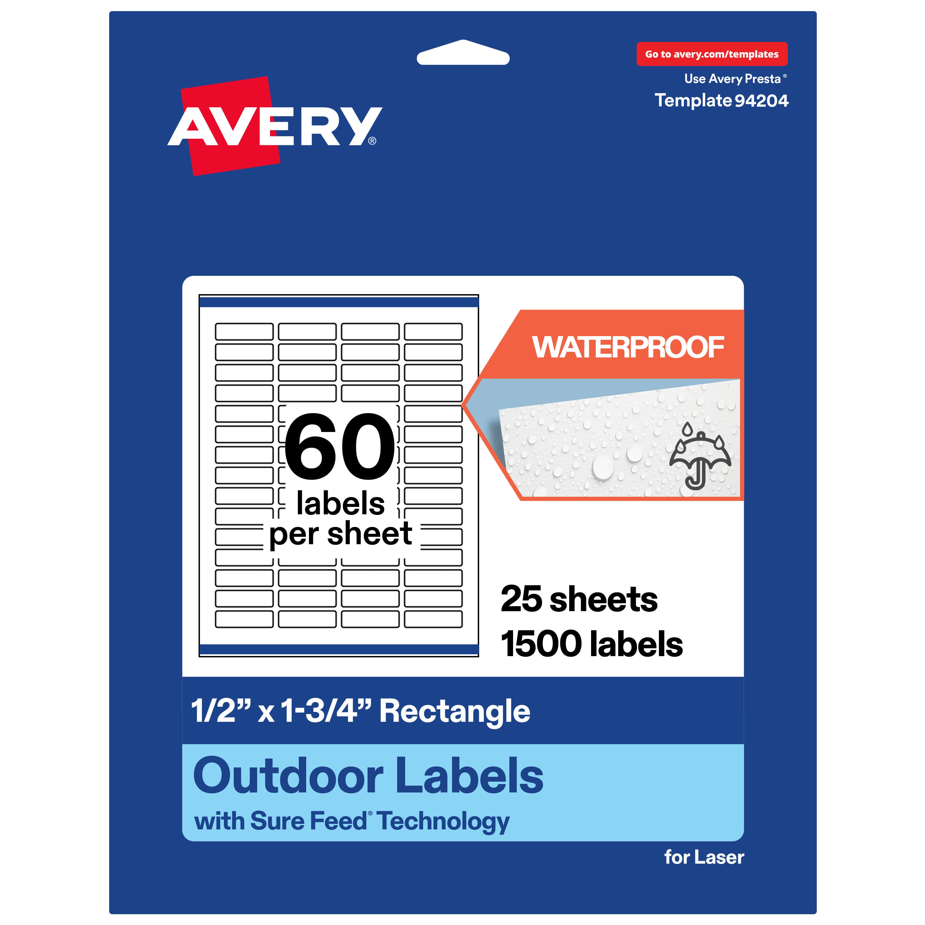 "Avery - Waterproof Rectangle Labels, 0.5"" x 1.75"", 1500 Total - White" price history on PriceWatchPro
