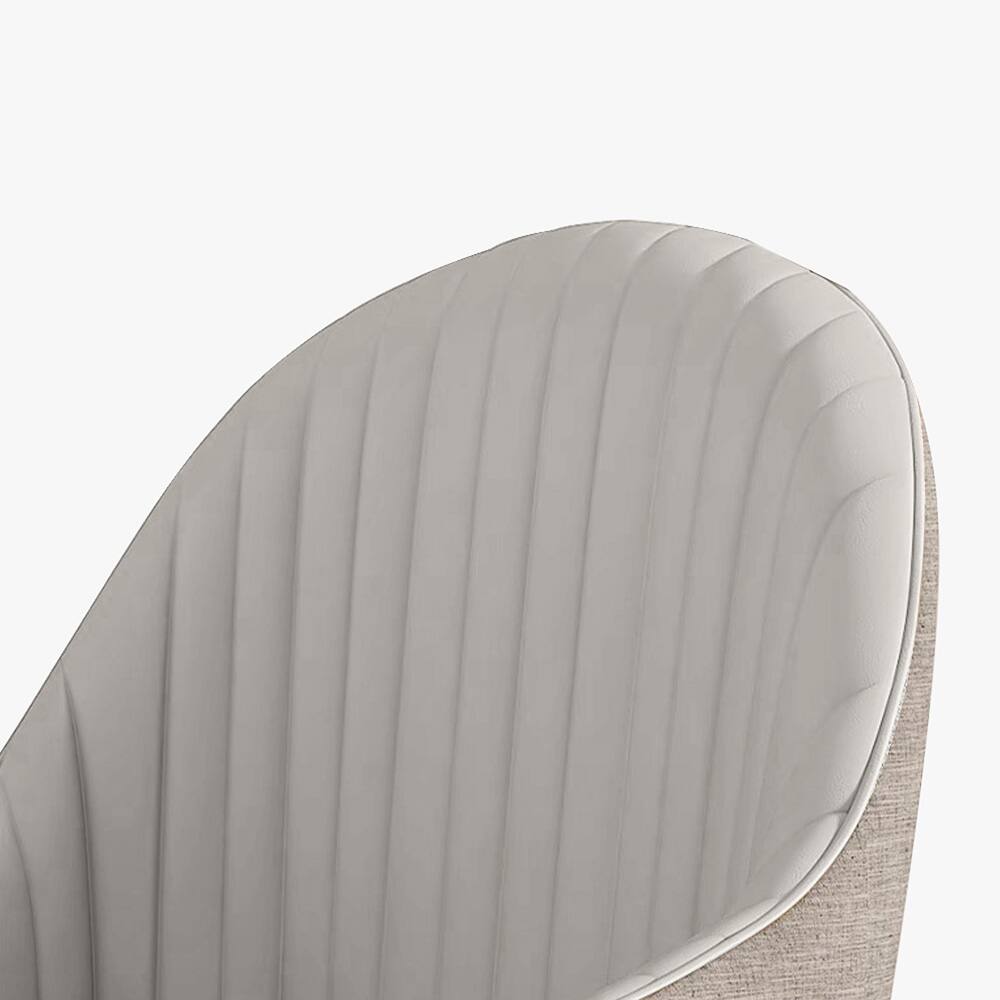 Alt View 3. POVISON - Modern Upholstered Dining Chairs Set of 2, Faux Leather & Linen Side Chairs, Light Gray & Gray - Beige & Gray.