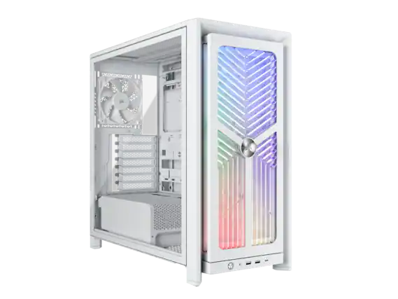 Front. CORSAIR - CORSAIR 4000X RS Mid-Tower Case, White - RGB Panel, 4x RS120 Fans, Dual 360mm Radiator Support - White.