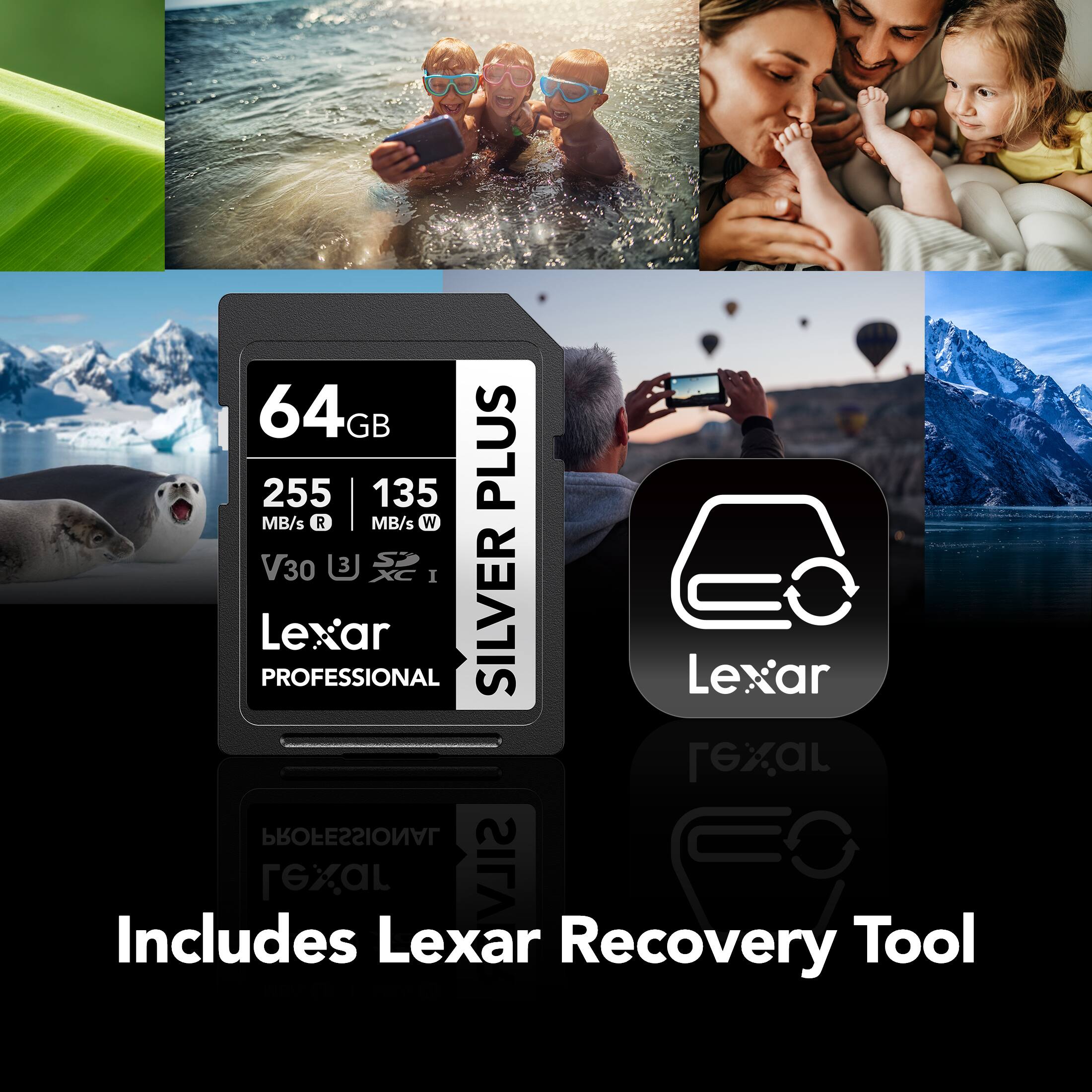 64GB 255 135 PLUS MB/s R MB/s W V30 3 3 XC I Lexar PROFESSIONAL SILVER Includes Lexar Recovery Tool