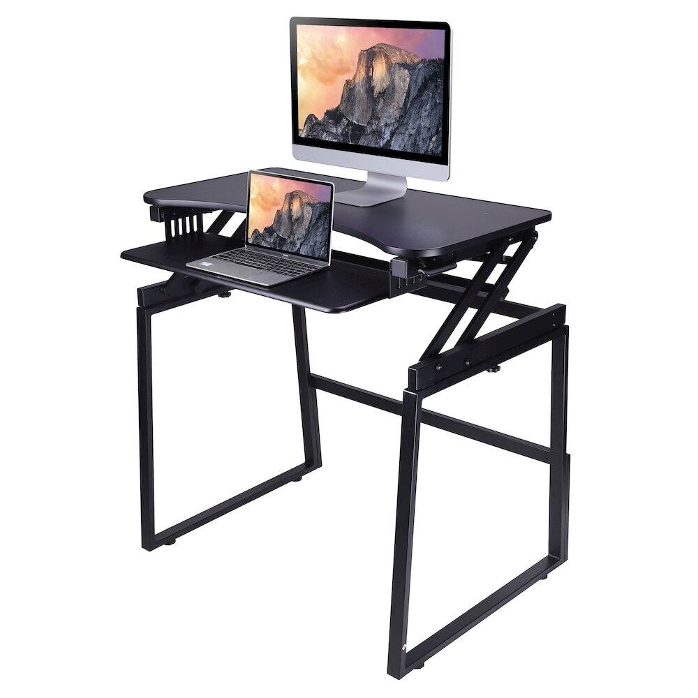 Alt View 7. Rocelco - 32" Height Adjustable Standing Desk Converter with Floor Stand BUNDLE - Black.
