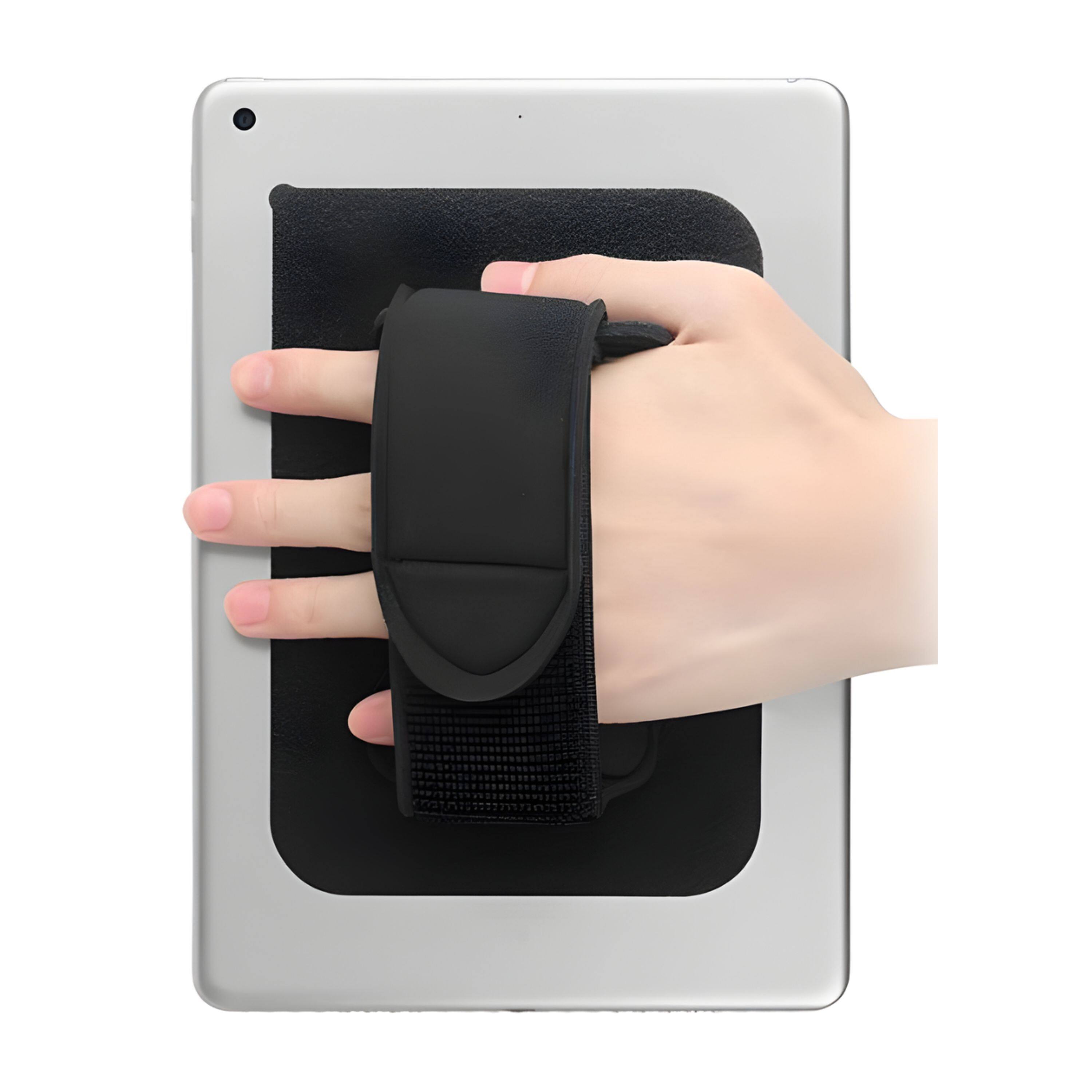 Left. Kitcheniva - Universal Tablet Hand Strap Holder Detachable Padded Hook & Loop Black - Black.