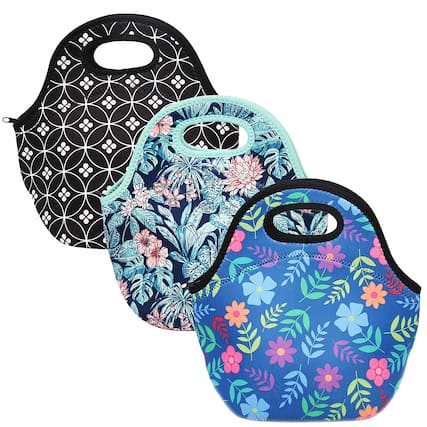 Front. Brentwood - Brentwood Insulated Neoprene Womens Lunch Bags, 3 Piece Set - Multi-Colored.