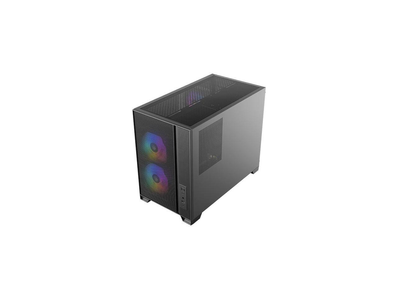 Alt View 9. Antec - FLUX M 3mm Tempered Glass Side Panel Micro-ATX Case, 6 x 120 Fans Included - Black.