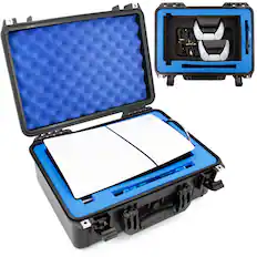 Front. CASEMATIX - Hard Case Compatible With PS5 Slim & PlayStation 5 Slim Digital Edition - Waterproof For Console, Controllers and More - Black.