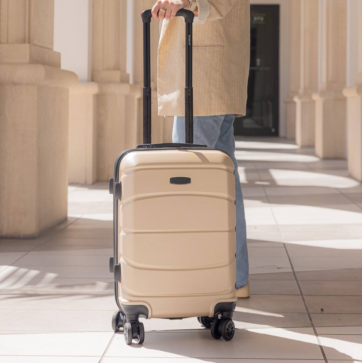 Back. DUKAP - Sense Lightweight Hardside Spinner Luggage 20" Carry-On - CHAMPAGNE.