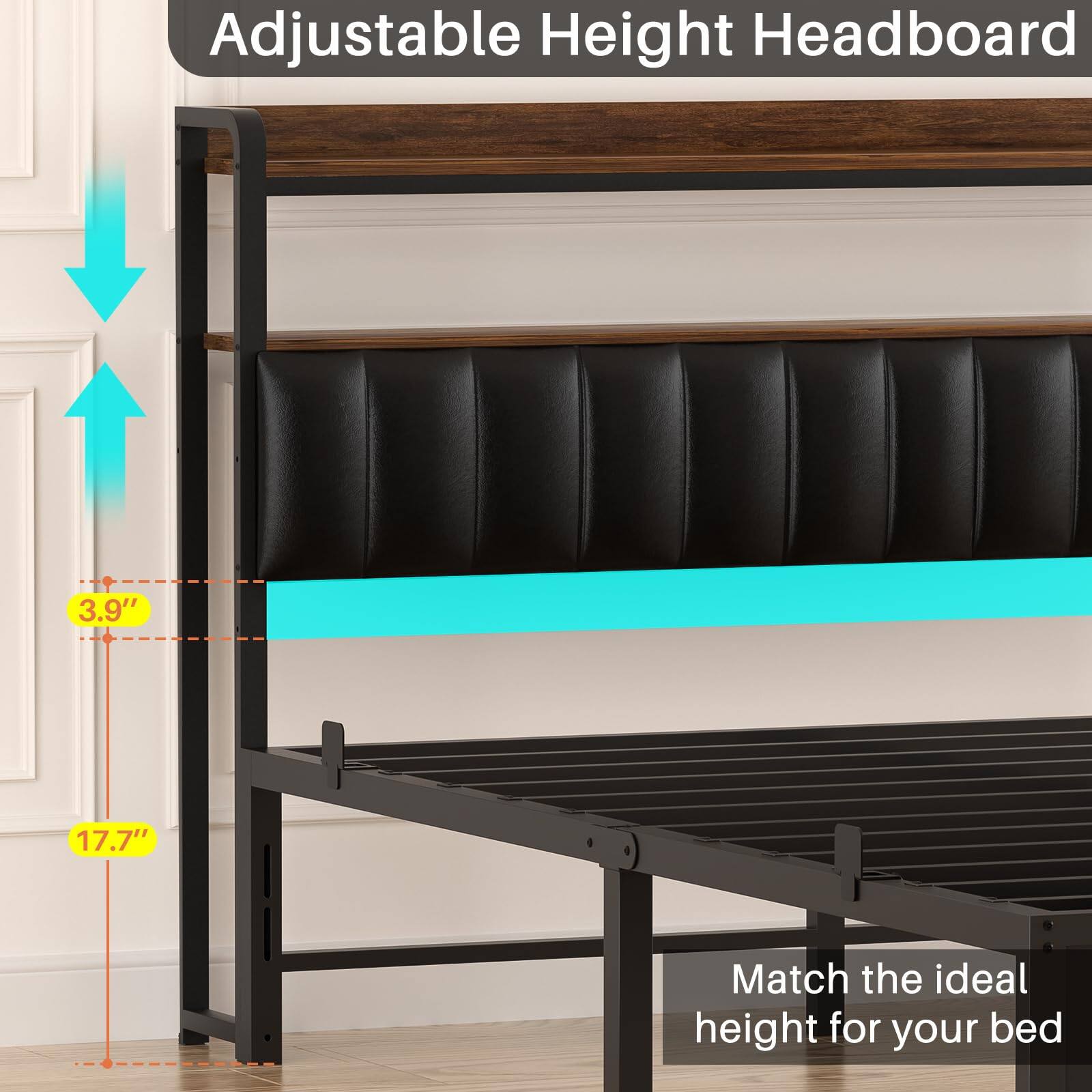 Adjustable Height Headboard 3.9" 17.7" Match the ideal height for your bed