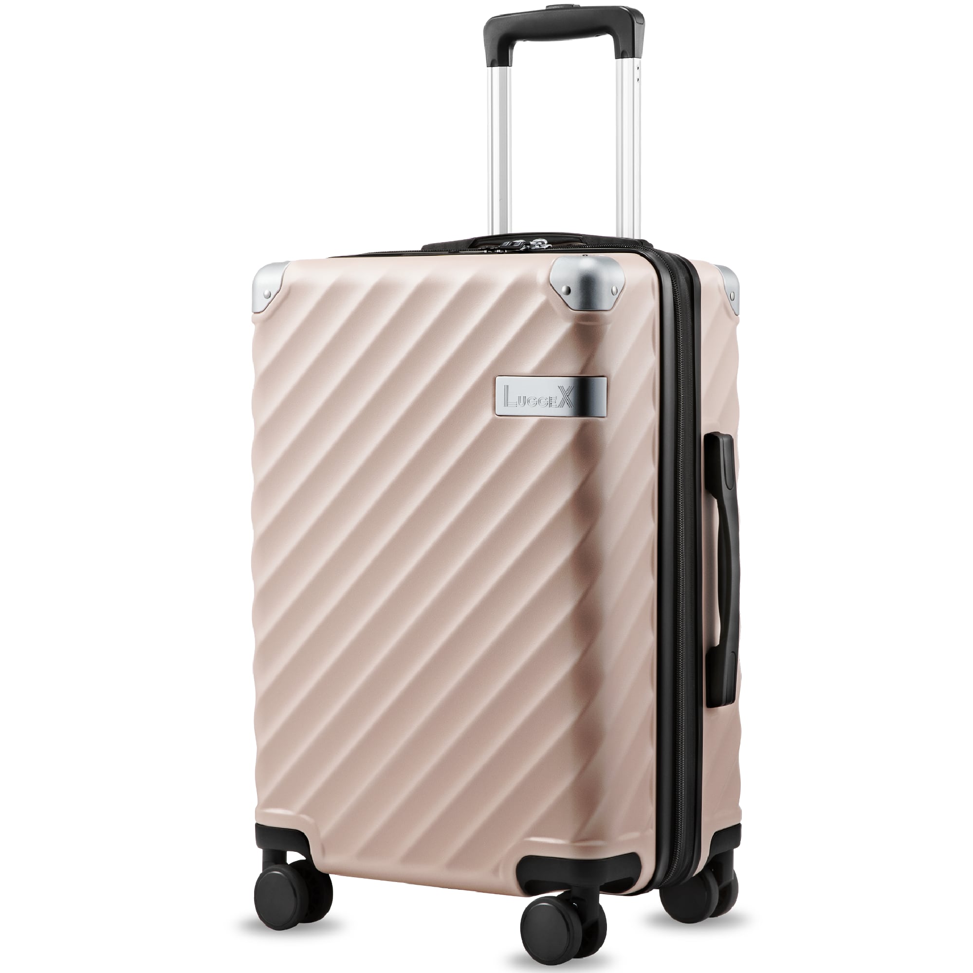LUGGEX - 20 Inch Carry-On Luggage Airline Approved Expandable Polycarbonate Hard Shell Suitcase for Travelling - EX-Core - Pink
