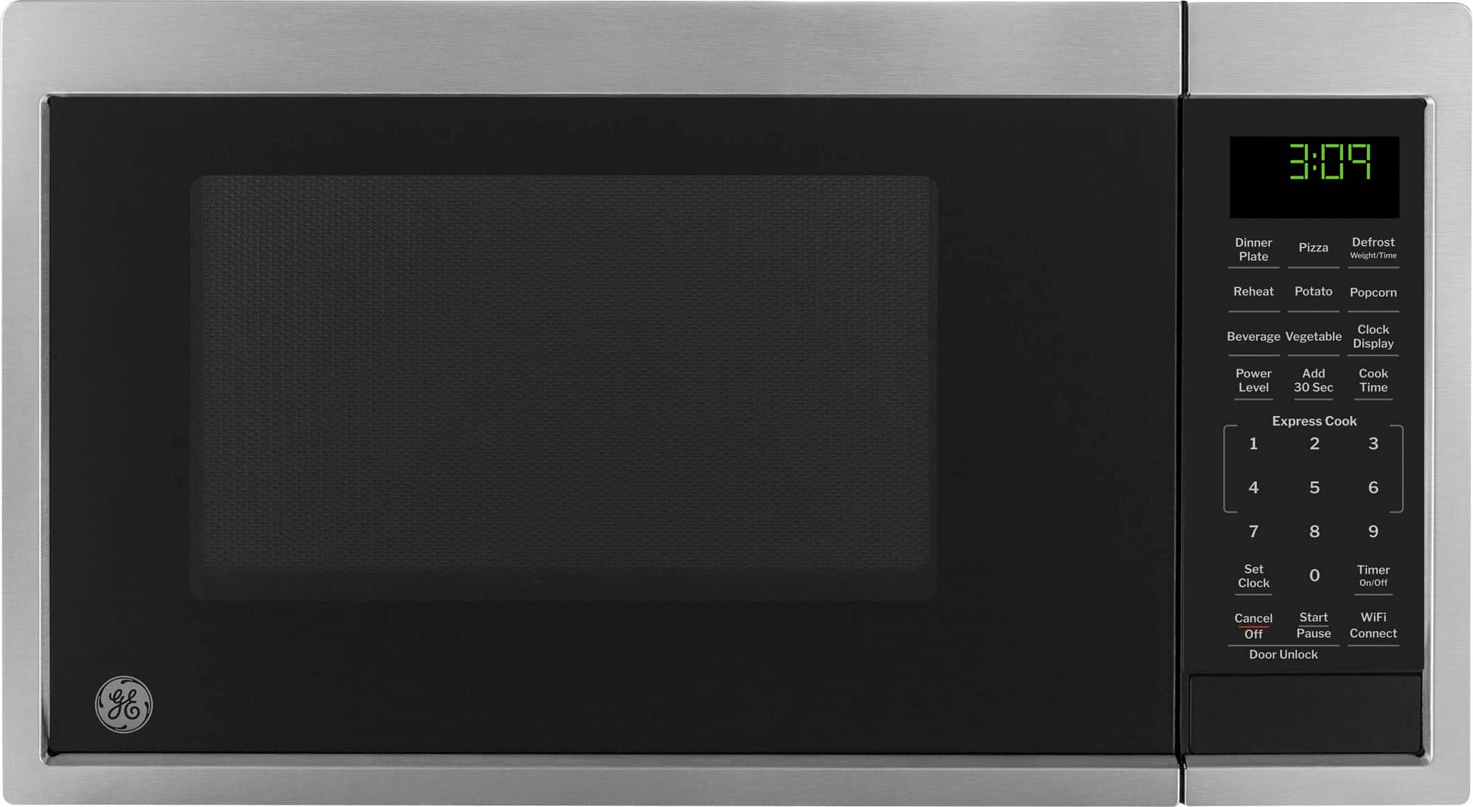 GE - 0.9 Cu. Ft. Countertop Microwave with Scan-to-Cook Technology - Stainless Steel - Front_Zoom