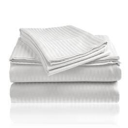 Plazatex - Embossed 1800 Series Wrinkle Resistant Ultra Soft Stripe Premium All Season Bed Sheet Set, Full - White