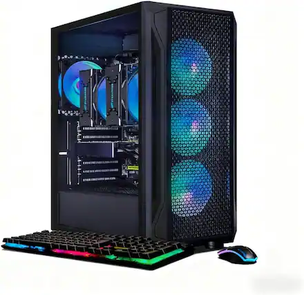 Front. STGAubron - STGAubron Gaming PC Computer Desktop, Intel Xeon E5 2.5Ghz, Radeon RX580 8G Graphics, 16GB DDR4 RAM, 1TB SSD, WIN11H - Black.
