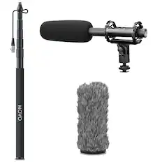 Front. MOVO - Movo XLR Shotgun Microphone and Boom Pole Kit - Professional Location Sound Recording Bundle with Shotgun Mic.