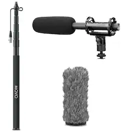 MOVO - XLR Shotgun Microphone and Boom Pole Kit - Professional Location Sound Recording Bundle with Shotgun Mic