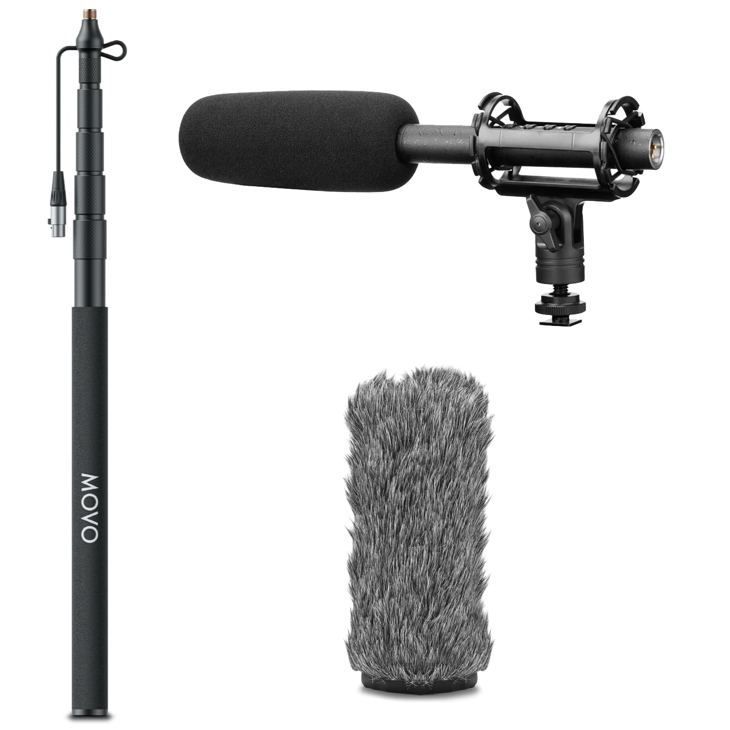 Front. MOVO - Movo XLR Shotgun Microphone and Boom Pole Kit - Professional Location Sound Recording Bundle with Shotgun Mic.