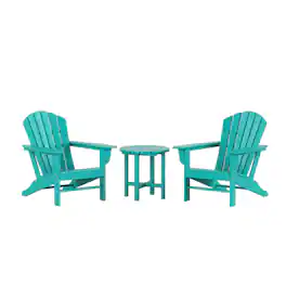 WestinTrends - Dylan 3-Piece Outdoor Adirondack Chair with Side Table Set - Turquoise