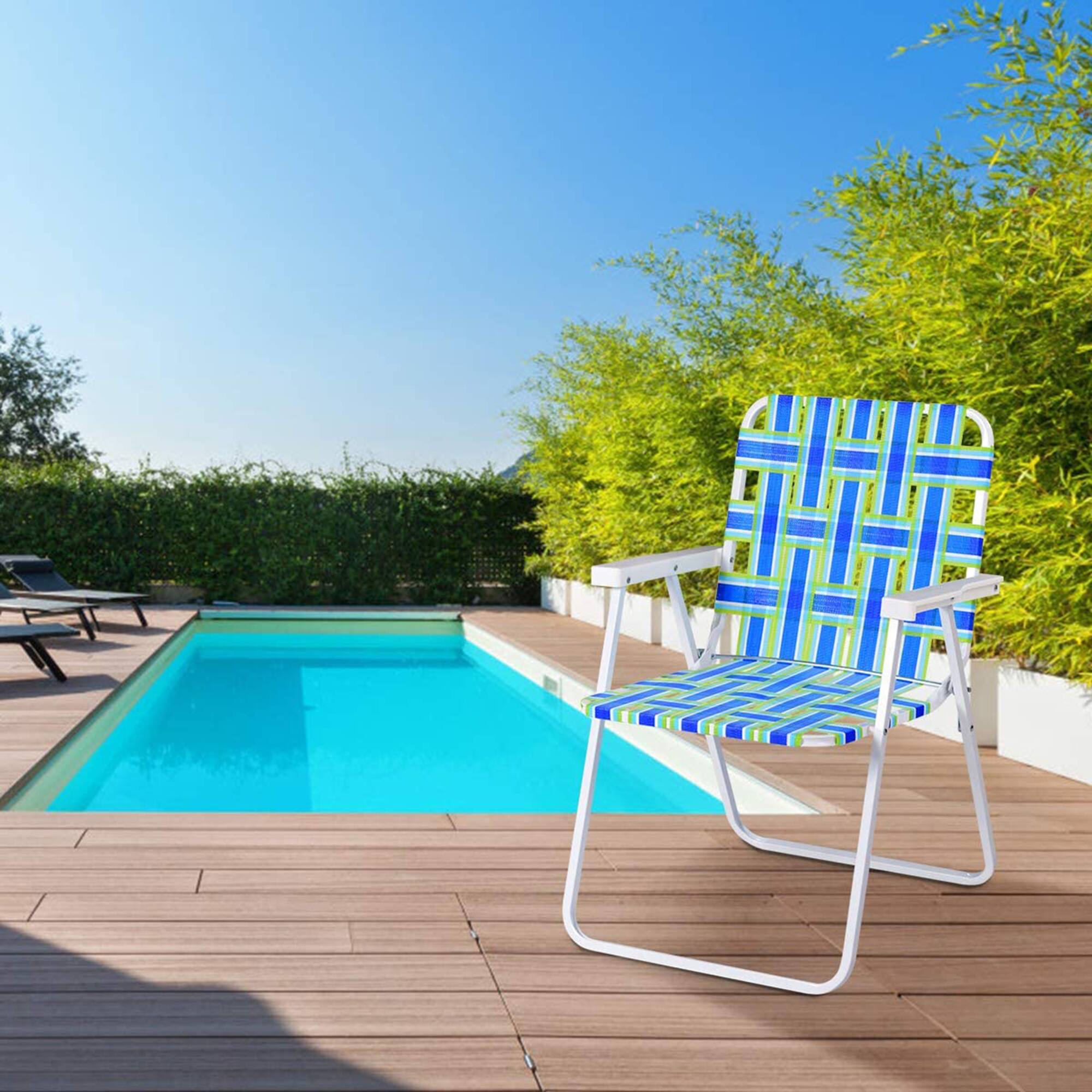 Alt View 3. Gymax - Gymax Set of 6 Patio Folding Web Chair Set Portable Beach Camping Chair Blue - Blue.