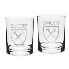 Jardine - Emory Eagles 14oz. 2-Piece Classic Double Old Fashioned Glass Set - Multicolor