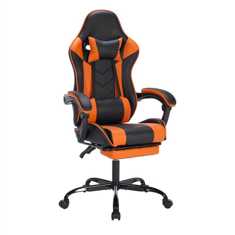 Alt View 3. HTUTWOO - Gaming Chair with Footrest-Ergonomic Computer Chair with Headrest & Lumbar Support,Breathable Material,Height Adjustable - Black Orange.