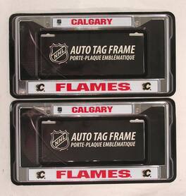 Rico Industries - Calgary Flames NHL Chrome Metal License Plate Frame - Set of 2 Frames - Multi