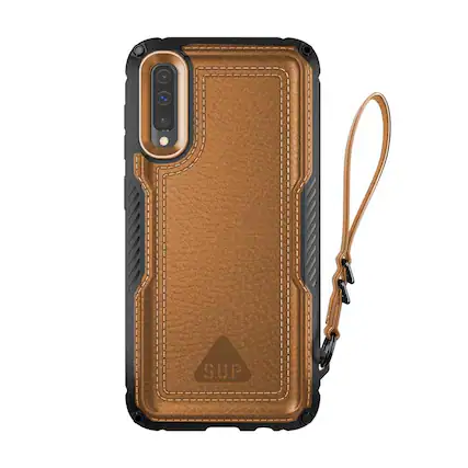 Front. SUPCASE - Unicorn Beetle Royal Leather Case for Galaxy A50 – Premium Brown Protective Cover with Card Slot - Brown.