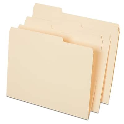 Front. Staples - Staples File Folder, 1/3-Cut Tab, Letter Size, Manila, 50/Pack (ST541077-CC) - Manila.