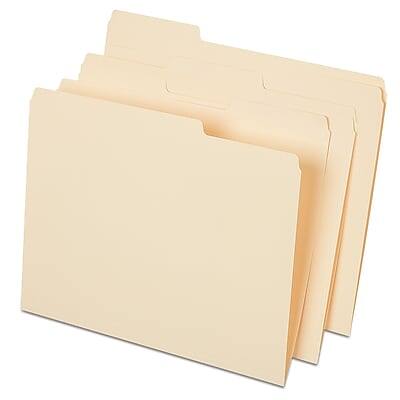 Front. Staples - Staples File Folder, 1/3-Cut Tab, Letter Size, Manila, 50/Pack (ST541077-CC) - Manila.
