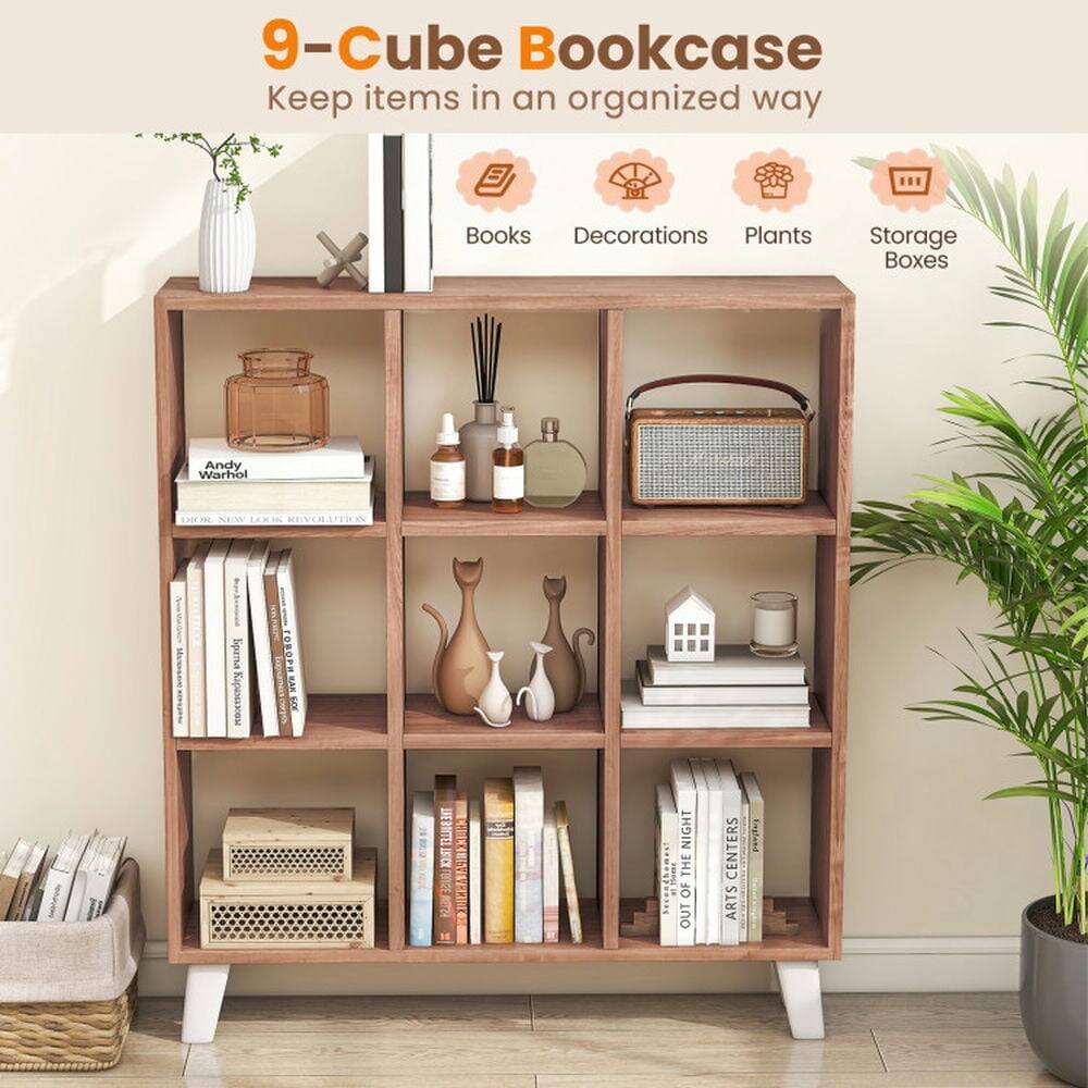 9-Cube Bookcase  
Keep items in an organized way  
Books  
Decorations  
Plants  
Storage Boxes  

Andy Warhol  
BIG NEW LOOK REVOLUTION  

OUT OF THE NIGHT  
ARTS CENTERS  
ENGLAND