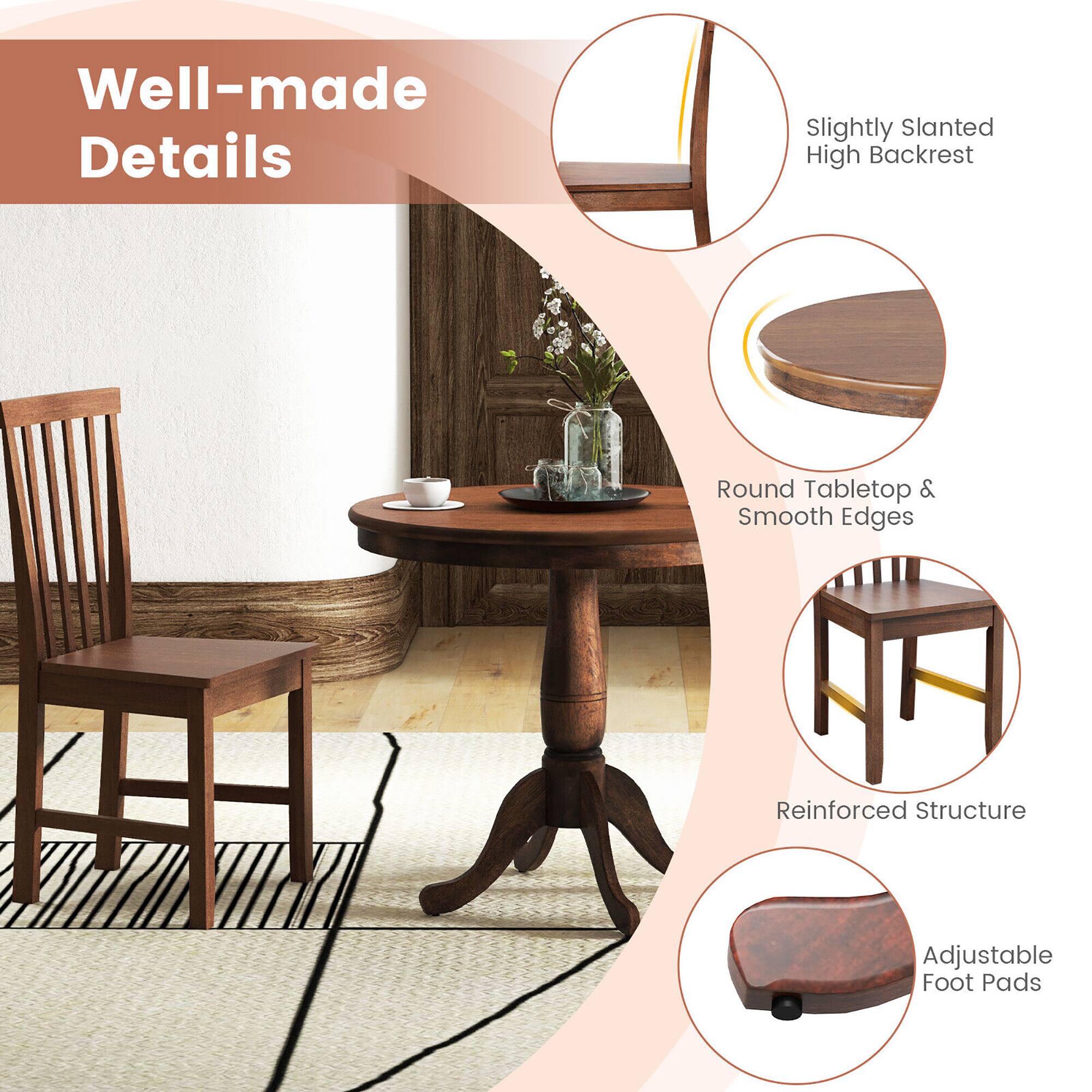Well-made Details

- Slightly Slanted High Backrest
- Round Tabletop & Smooth Edges
- Reinforced Structure
- Adjustable Foot Pads