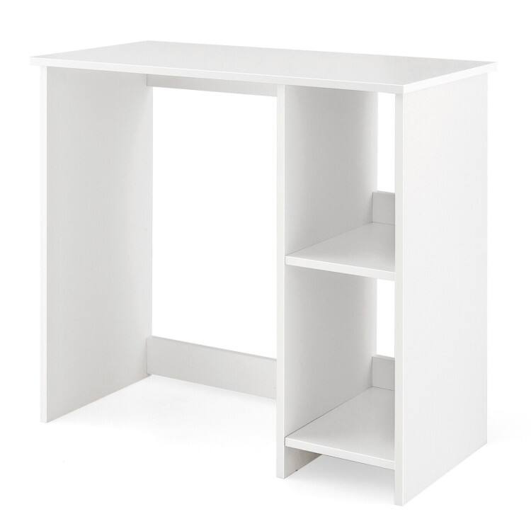 Front. SlickBlue - Modern Work Desk with 2 Compartments – Home Office Table for Study & Work - White.