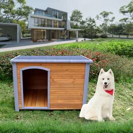 TinyHomie - Indoor Outdoor Wooden Dog Kennel Weatherproof Raised Feet for Large Dogs