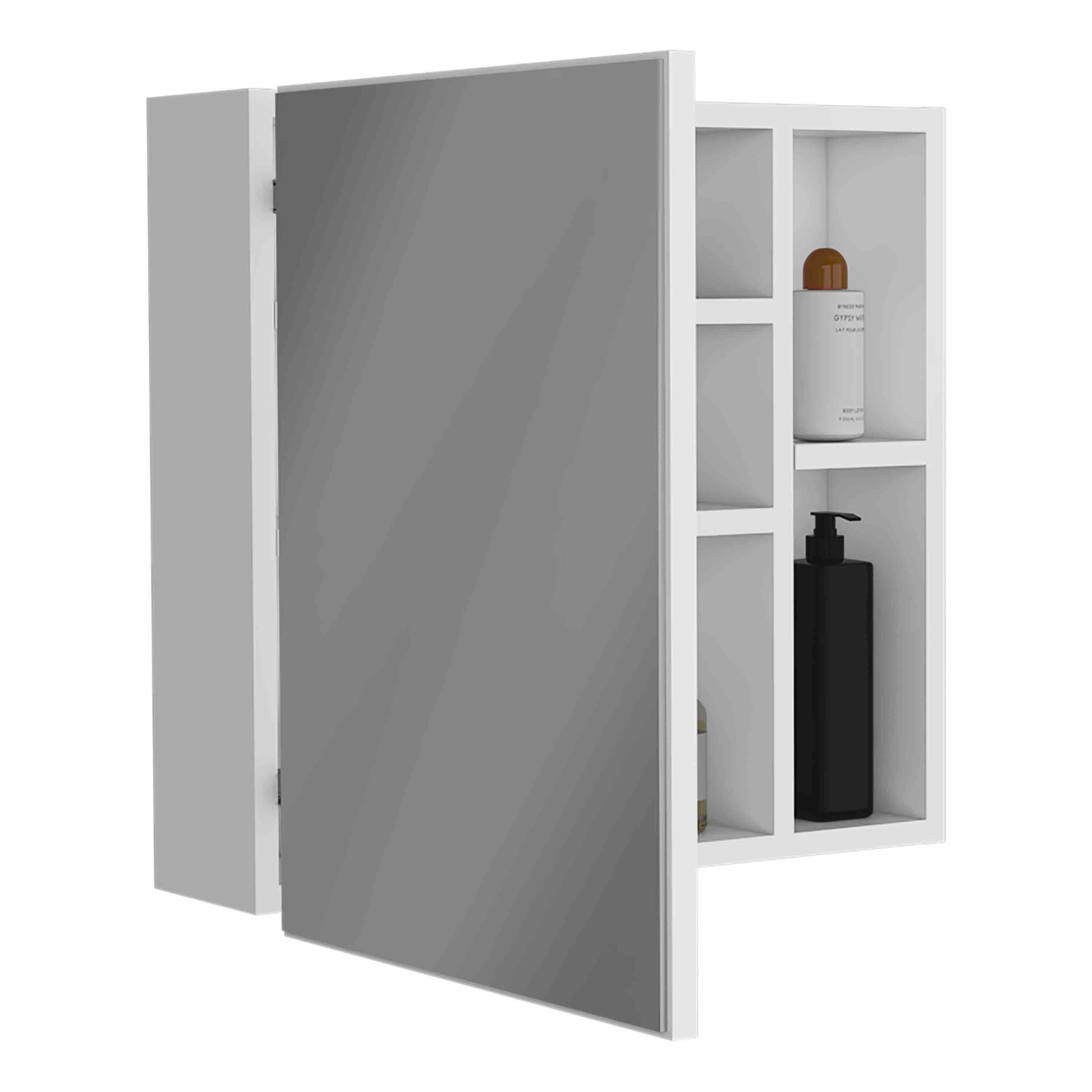 Alt View 2. TuHome - Oman Medicine Cabinet, Three Internal Shelves, Single Door, Two External Shelves - White.