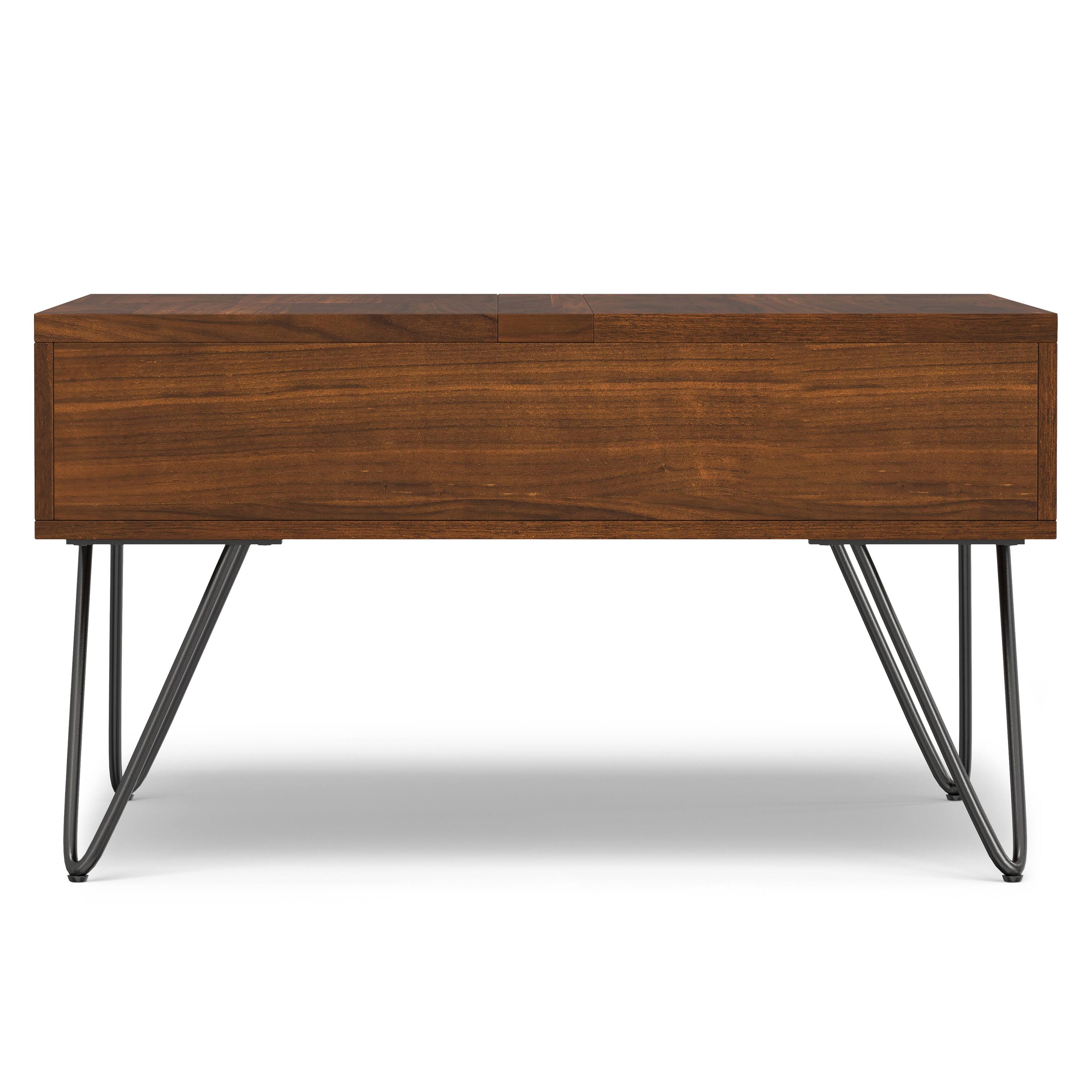 Alt View 3. Simpli Home - Hunter  32 inch Wide Square Industrial Lift Top Coffee Table in Walnut - Walnut.
