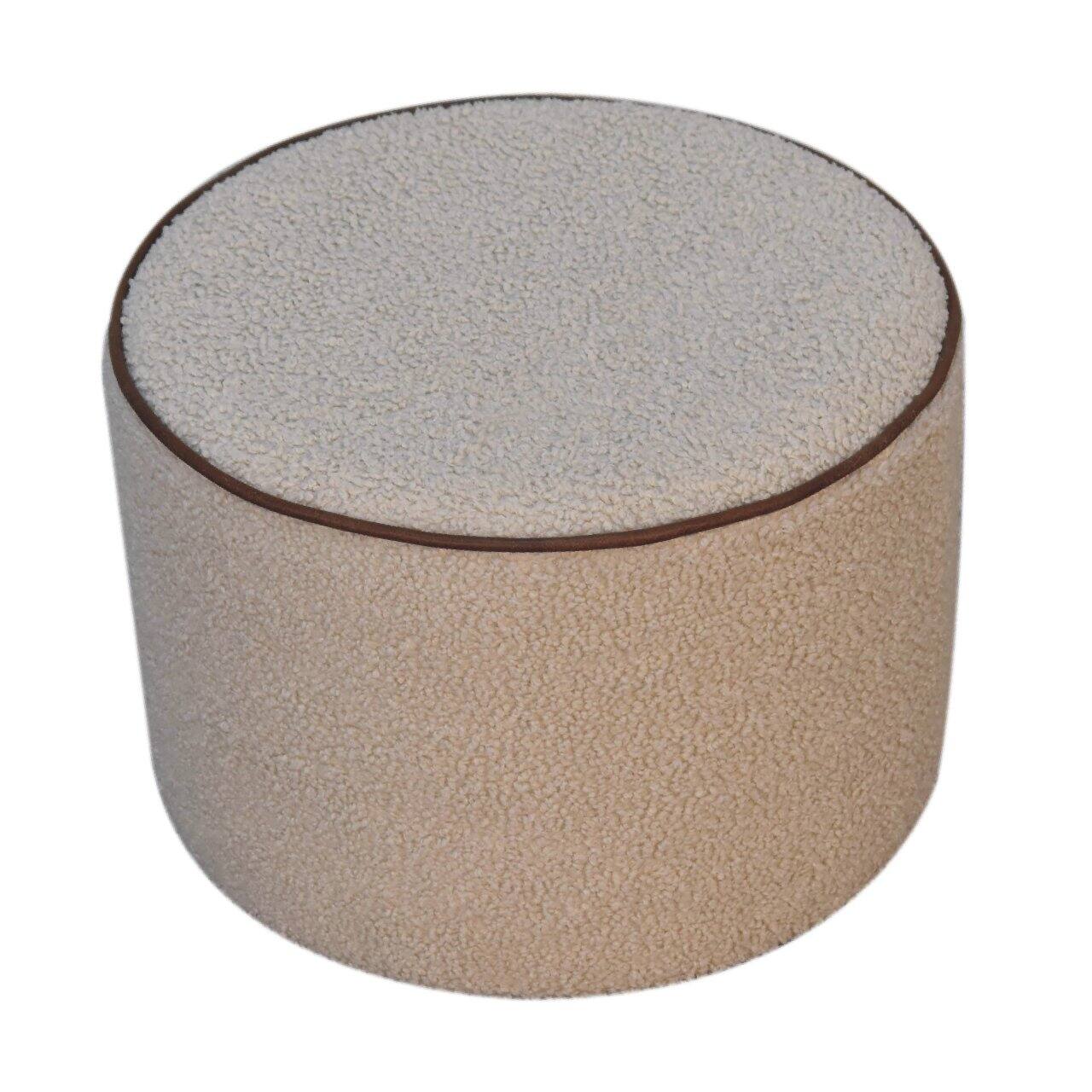 Alt View 1. Artisan Furniture - Artisan Furniture Solid Wood Serenity Large Round Footstool, Upholstered - Beige.