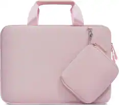 Front. mosiso - Neoprene Laptop Sleeve 13-13.3 inch, Computer Carrying Case with Handle & Pouch for MacBook Air Pro 13 14 HP Dell ASUS - Pink.