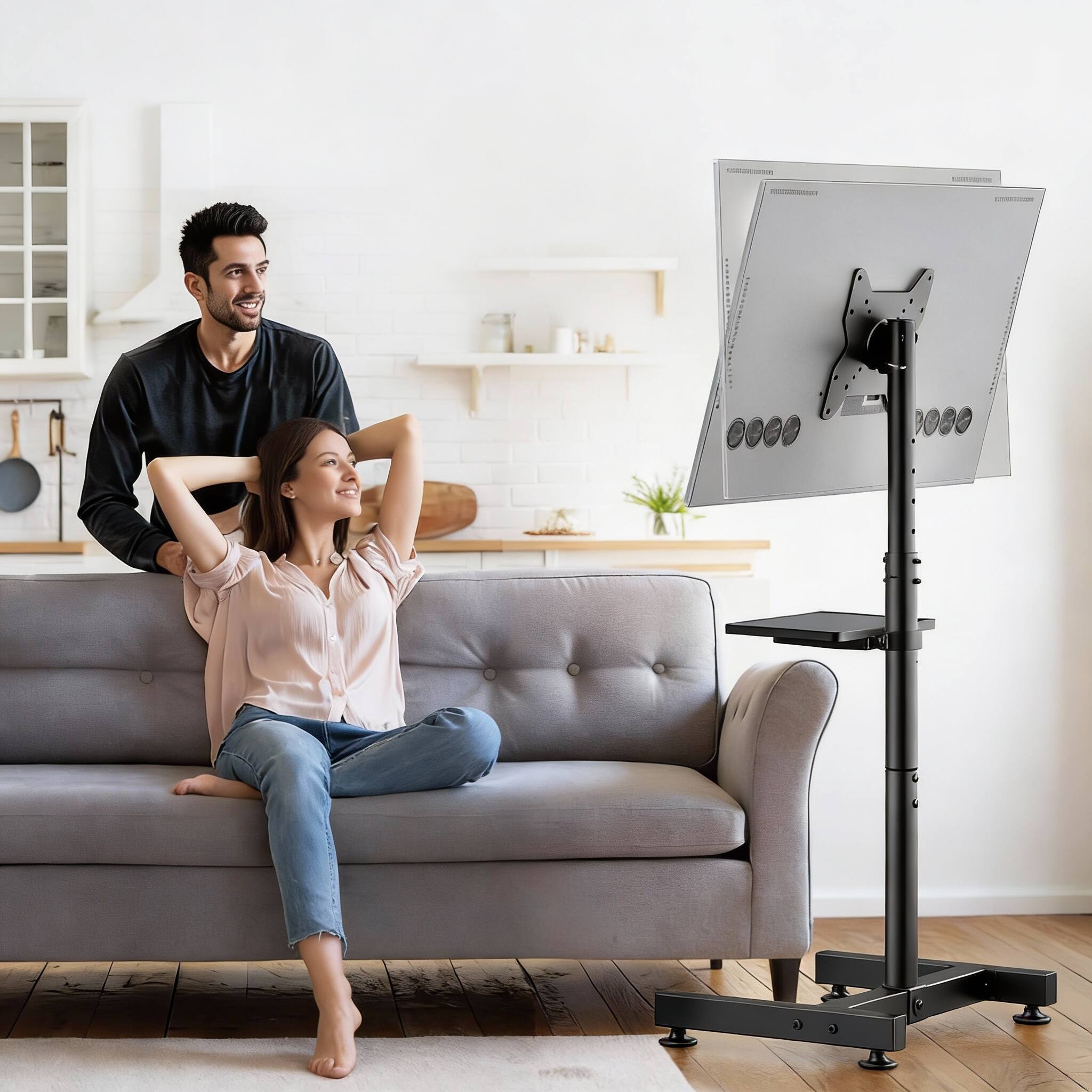 Alt View 3. Frangdom - 13-50" Mobile TV Stand with Shelf Tilt Height VESA 200x200 77lbs - 13"-50" Mobile TV Stand with Shelf.