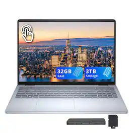 Dell - Upgraded - 16 16" FHD+ Touchscreen Laptop,Intel Core 7 150U,32GB RAM,2TB SSD+1TB Dock Set,Backlit,Fingerprint,Win 11 - Blue