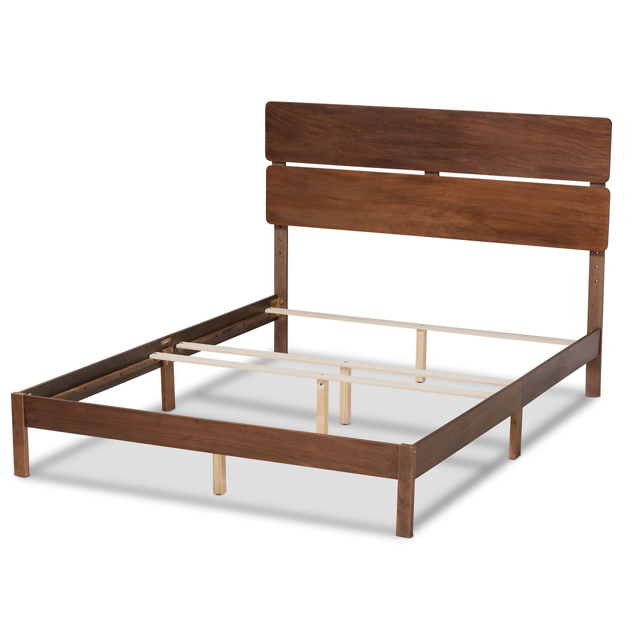 Left. Baxton Studio - Anthony Modern and Contemporary Walnut Brown Finished Wood King Size Panel Bed - Walnut.