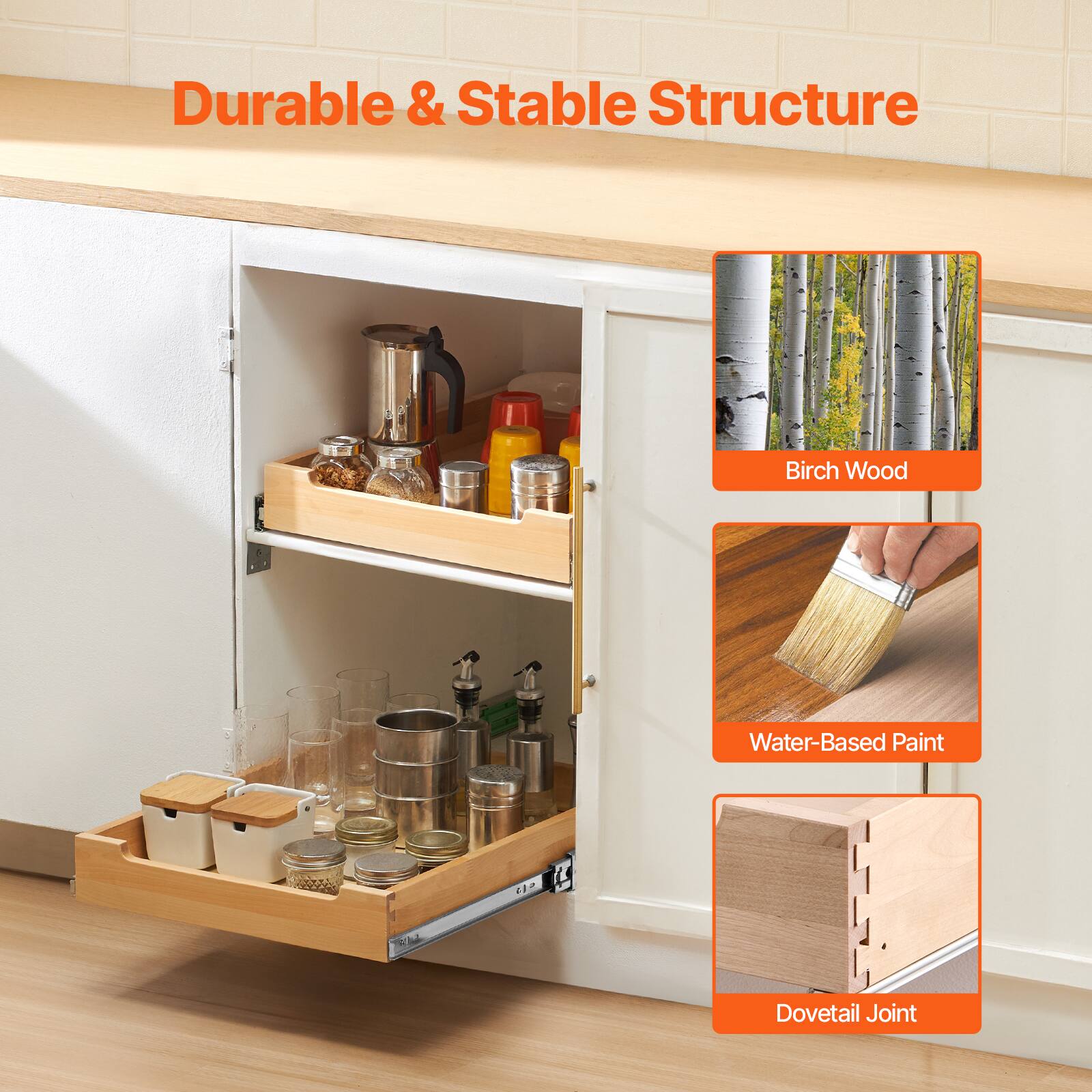 Durable & Stable Structure

- Birch Wood
- Water-Based Paint
- Dovetail Joint